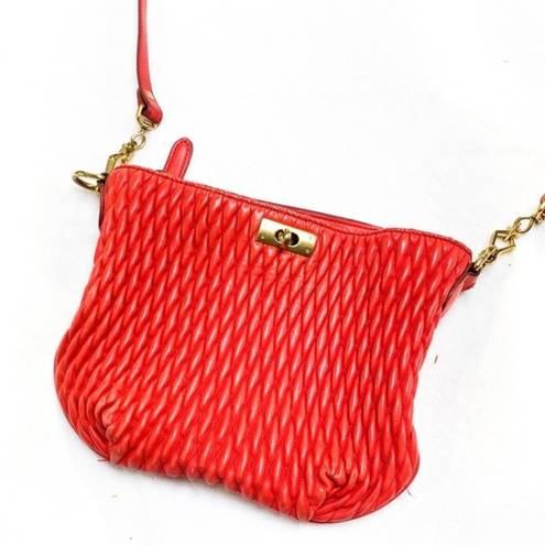 J.Crew  coral baby quilted Brompton woven leather shoulder bag