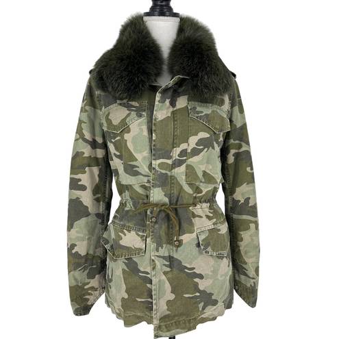 ma*rs MR &  ITALY Camouflage Print Coat with Fox Fur Collar