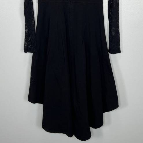 Tripp NYC  Lace Long Sleeve Hi Low Corset Dress Black Size Medium Goth Witchy