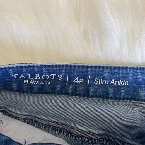 Talbots  Flawless Slim Ankle Fit Blue Anchor Print Jean Size 4 Petite