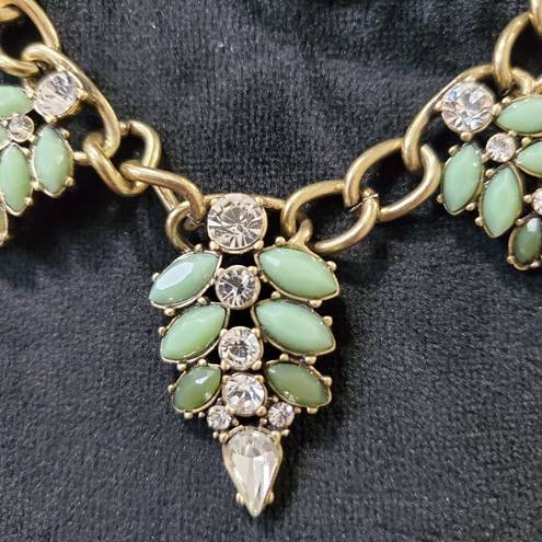 The Loft  Women's Green & Crystal Beaded with Lobster Clasp Statement Necklace