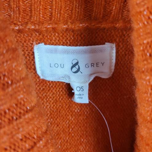 Lou & grey  Womens Poncho Sweater One Size Orange Turtleneck Wool Blend Armholes