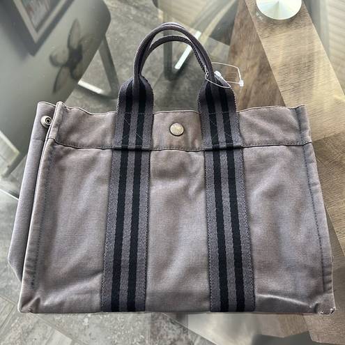 Hermès HERMES Paris Small Denim Tote Bag, Grey