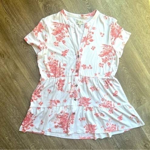 Wonderly  white and pink floral fit and flare shirt. Size Medium. NWOT Condition