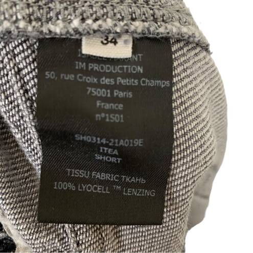 Isabel Marant  ETOILE Itea Gathered Denim Paperbag Shorts in Grey Size 34