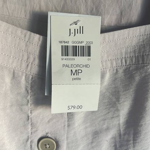 J.Jill NEW  Pale Orchid Square-Neck Button Down 3/4 Sleeve Pleated Blouse