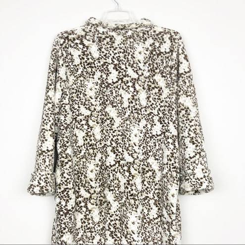 Oscar de la Renta  Leopard Print Fuzzy Fleece Full Zip Robe L/XL