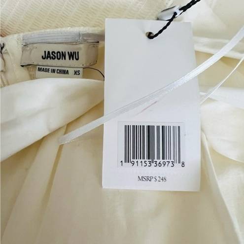 Jason Wu  maxi dress ivory White Babydoll Tiered lacy hem Tie Shoulders sundress