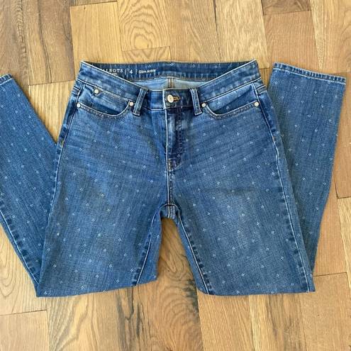 Talbots  Flawless Slim Ankle Fit Tulip print Blue Jeans Size 4