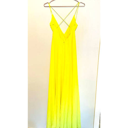 Jay Godfrey  Neon Yellow Georgette Zipper Fully Lined High Slit Gown Dress Size 2