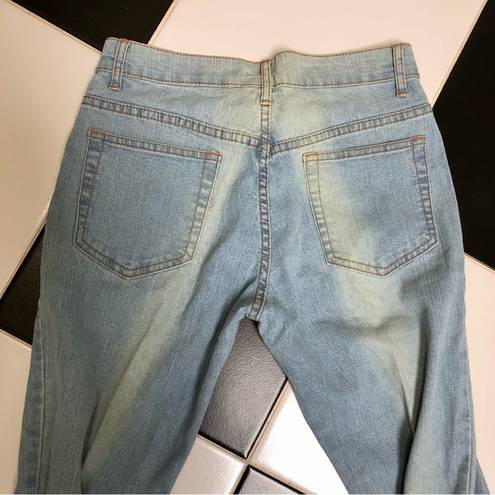 Vintage Y2K AZI Low Rise Light Wash Flare Jeans Embroidered Beaded Flares sz 28 Blue