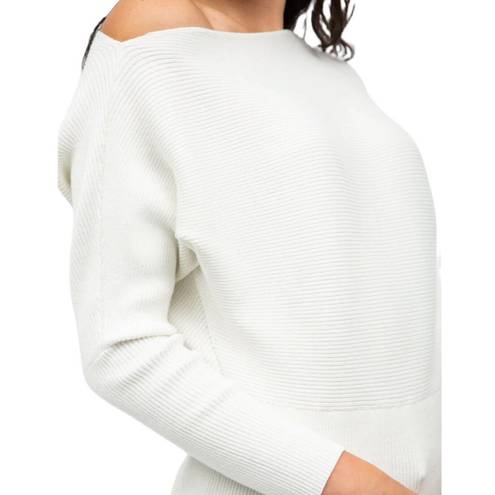 n:philanthropy  White Off Shoulder Ribbed Sweater Elda Size Medium New