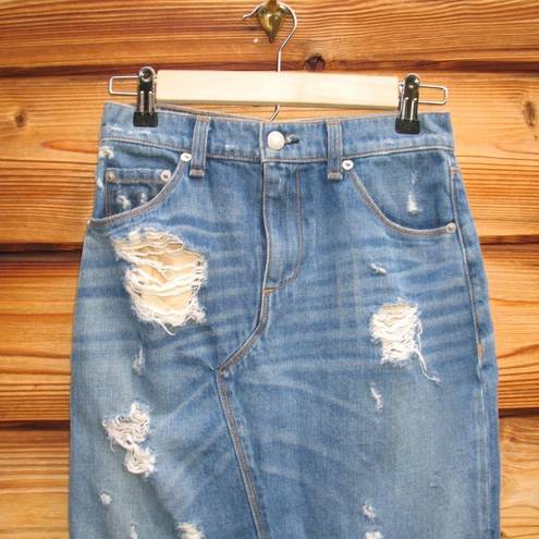 Rag and Bone  Shredded Denim Jean Skirt