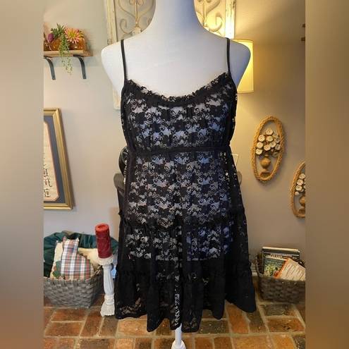 In Bloom  by Jonquil vintage black lace slip dress nightie.
