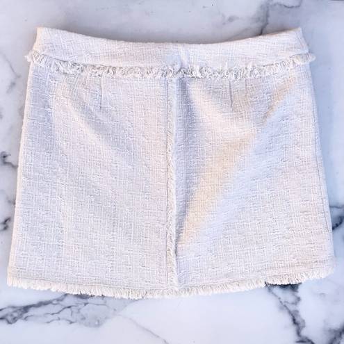 Proenza Schouler White Label fringed cotton-blend tweed mini skirt size 8 medium