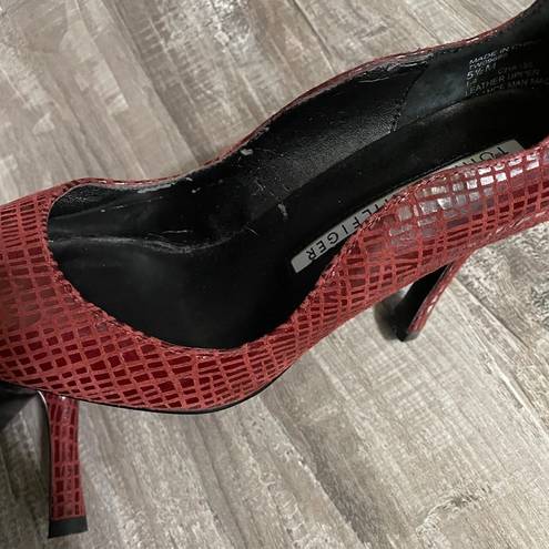 Tommy Hilfiger  Stiletto Heels Red Leather Size 5.5