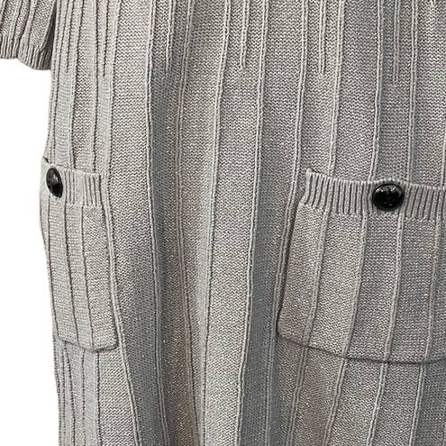 Style & Co  X-Small A-Line Sweater Dress 3/4 Sleeve Cowl Neck Stretch Silver Gray