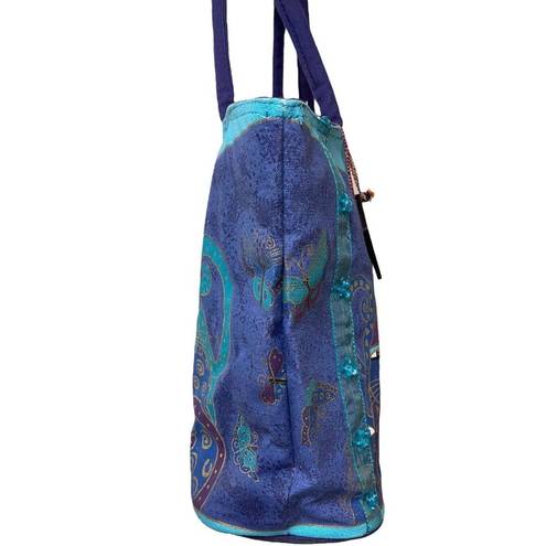 indigo. Cat Scoop Tote by Laurel Burch