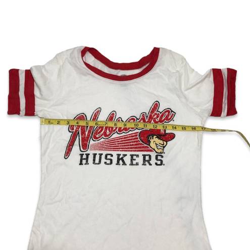 Rivalry Threads NWOT White Red Nebraska Huskers Ringer Tee Shirt Top New Gameday Cornhuskers