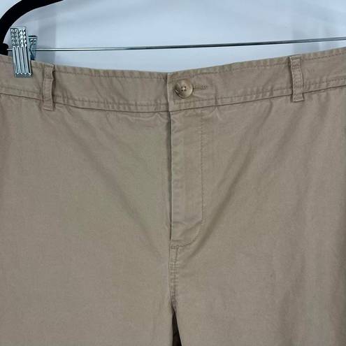 L.L.Bean  Women's High-Rise Flat Front Favorite Fit Cropped Pants Beige Size 18