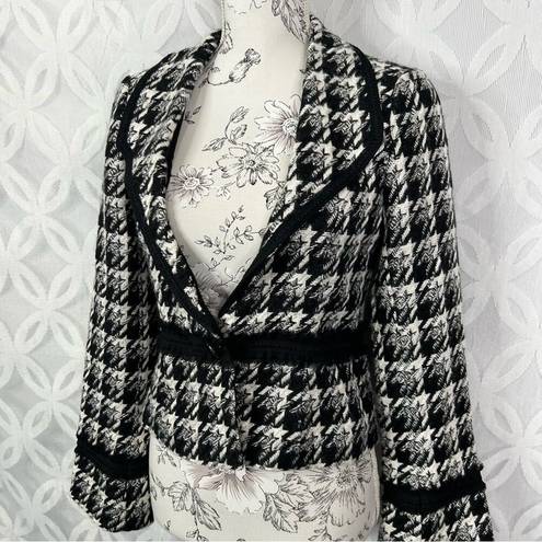 White House | Black Market   Size 0 Black Houndstooth Blazer NWT $148