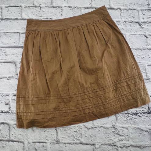 The Loft Ann‎ Taylor Women Tan Cotton Pleated Casual Skirt Size 4 Pull-On Lined