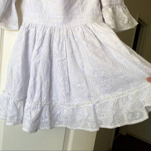 Agua Bendita Dress Cedro Bruma Embroidered Lace Eyelet White M NWT