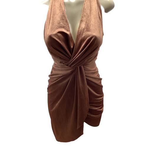 Day & Night  Copper Brown Twist Open Back Dress Size Medium New with Tags