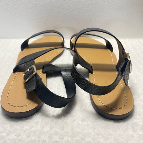 J.Crew  Pebbled Leather Slingback Flat Sandals Size 8 1/2