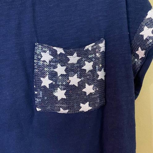 Style & Co . Stars Navy & White Layered Top Size PL