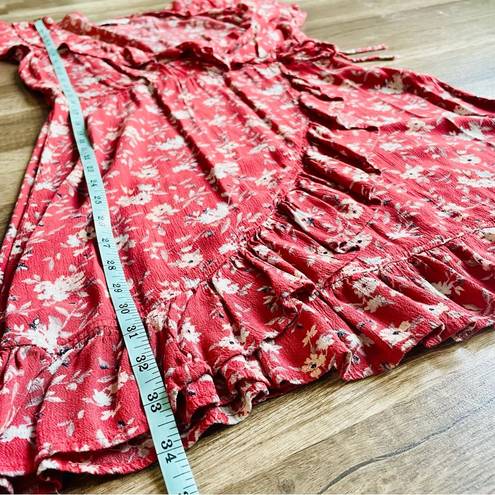 American Eagle  Red Floral Wrap Dress Medium