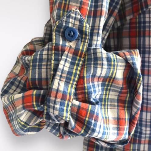 Tommy Hilfiger Long Sleeve Shirt Half Button Plaid Sailing Top XL