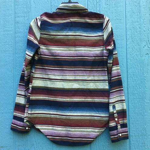 Roxy  Striped Button Down Long Sleeve Top Women’s Size Small