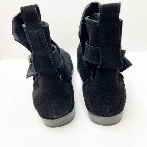 ALL SAINTS Black Suede Western Buckle Ankle Boots EU 36