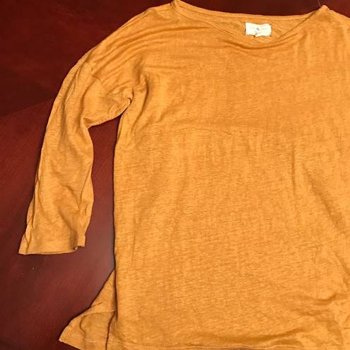 Lou & grey  Shirt SZ M Mustard Yellow 100% Linen