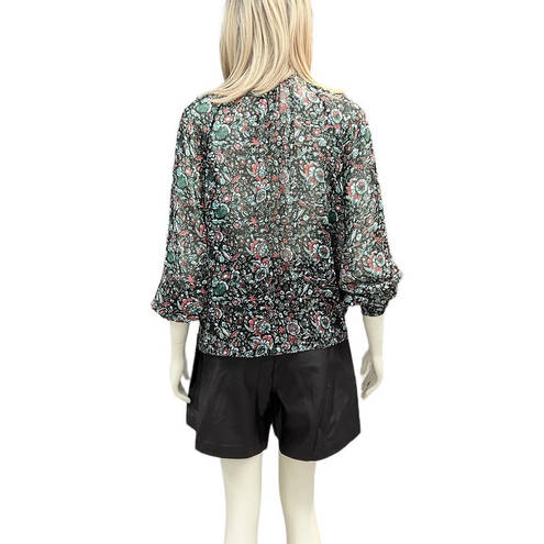 Rebecca Minkoff  Tied Neck Floral Chiffon Peasant Blouse size small