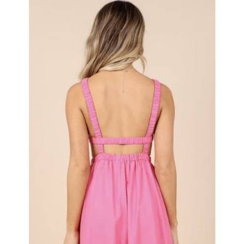 Petal and Pup  Linen Blend Aubrey Backless Cutout Midi Dress Pink Women's Size US 6