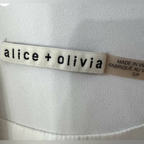 Alice + Olivia  White Marjory Cropped 3/3 Sleeve Pleated Blazer Size Small