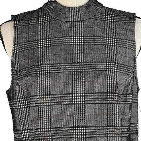 Apt. 9  Medium Sheath Dress Plaid Sleeveless Mock Neck Rear Zip Stretch Multi New