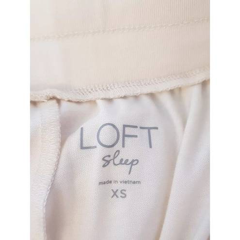 Loft  Womens Sleep Sz XS Jogger Pants Loungewear Pajama Sleepwear Cream Pockets