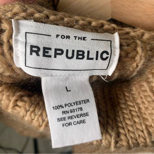 FOR THE REPUBLIC  Brown Chunky Cable Knit Turtleneck Sweater Size Large