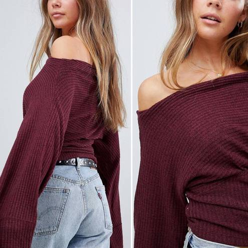 We The Free Free People Crazy On You cropped thermal flared sleeve top