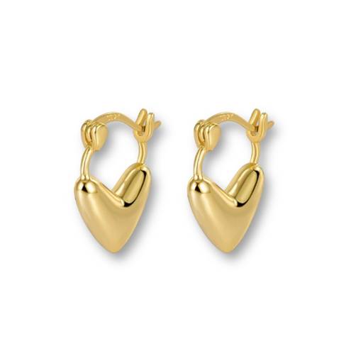 Small love heart dangle drop earrings for women Gold