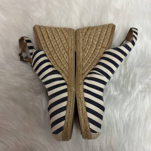 Krass&co G.h. Bass &  Emilie Espadrilles Cream And Blue Jute, Wedge Sandals Size 6 B-24