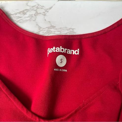 Betabrand  Work It Red Peplum Short Sleeve Top Stretch Small