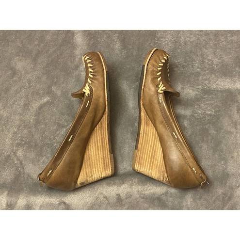 Frye  Alex Wedge Light Brown Leather Shoes Size 6.5 Womens