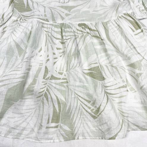 Cynthia Rowley Green Linen Blend Kaftan Midi Dress Cover Up Tropical Beach Small