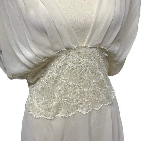 Victoria's Secret 90s  Cream Lace Chiffon Goddess Lingerie Slip Nightgown