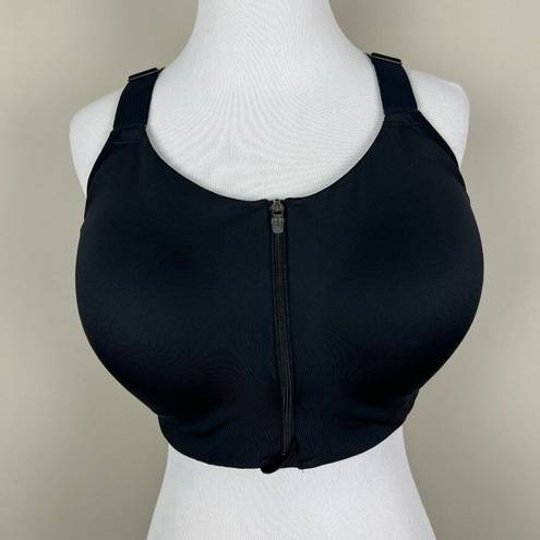 All In Motion  Sports Bra Womens 38DD Black Zip Up Front Wide Strap‎ Active