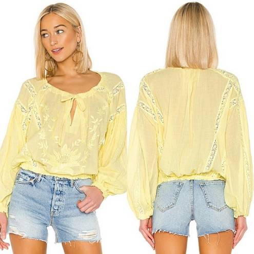 Free People  Maria Maria Lace Blouse In Lemon Gela